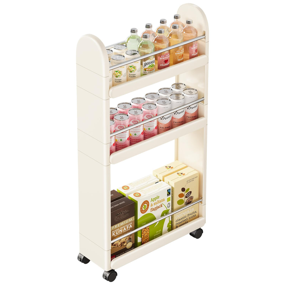 MiaLi 3 Tier Slim Storage Cart with Wheels, 1 PCS White Utility - Image 1