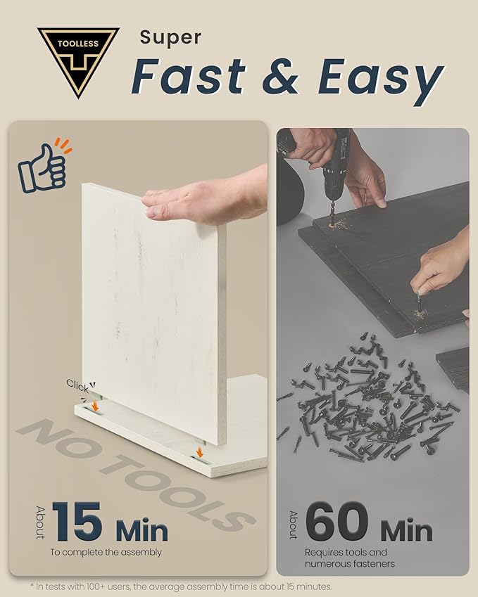 SONGMICS HOME 67" Tall Bathroom Storage Cabinet, Superfast Toolless Assembly, 11.8" Wide Slim Narrow Freestanding Cabinet with Adjustable Shelves, for Kitchen Living Room, Rustic White UBBC667WJ02S
