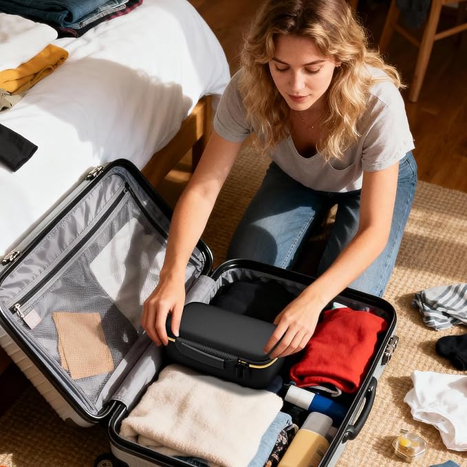 Steamer for Clothes Case Compatible with Sundu Portable 2-in-1 Steamer & Iron. Handheld Travel Iron Carrying Storage Organizer with Mesh Pocket for Accessories, Home & Travel Use-Black (Case Only)