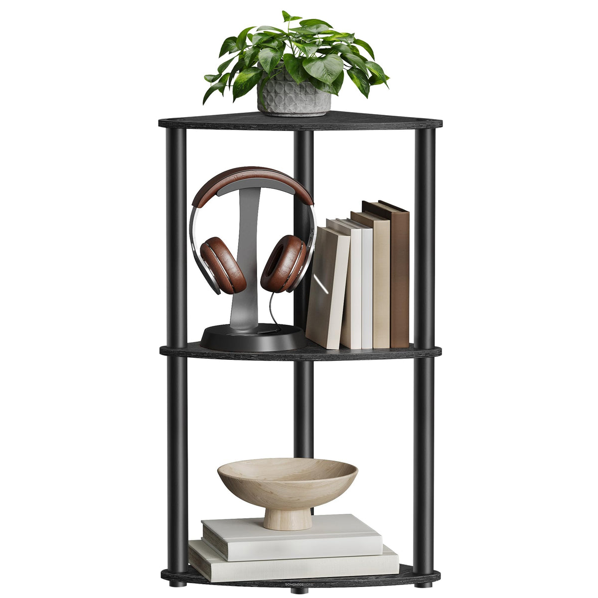 SONGMICS HOME 3-Tier Corner Shelf, Toolless Assembly - Image 1