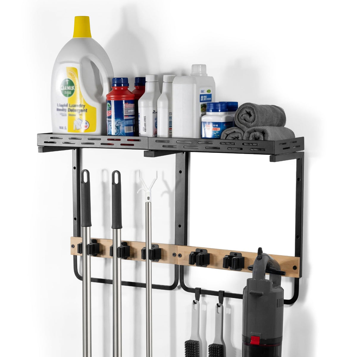 Broom Holder Wall Mount, Broom and Mop Organizer Wall Hanging - Image 1