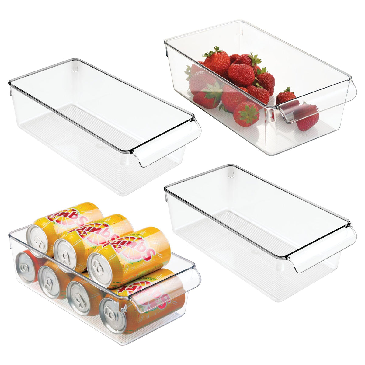 iDesign Fridge Storage Bin with Handle, Set of 4, Clear - Image 1