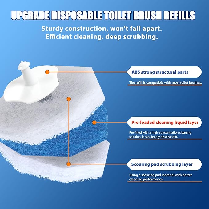 Disposable Toilet Brush Set with 70 Refills, Wall-Mounted Toilet Bowl Wand Kit-1 Extend Toliet Wand, 1 Storage Holder&70 Disposable Refill Pre-Filled Cleaning Solution for Deep Cleaning Toilet,1 Pack