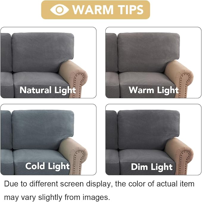 H.VERSAILTEX Multi-Pieces Sofa Covers Stretch Couch Covers Form Fitted Seats and Back Cushions Covers (3 Seat Covers Plus 3 Back Cusion Covers, Bonus 2 Armrest Covers), Grey