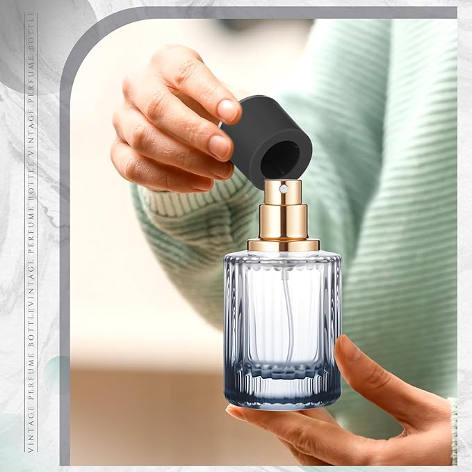 6 Pcs 30/50/100ml Empty Glass Perfume Bottles Bulk Pack for Perfume Makers Refillable Atomizer Cologne Bottles DIY Vintage Fragrance Packaging Glass Bottling Supplies (Black,50 ml)