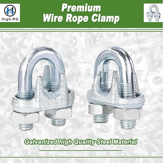 200PCS 5/16" M8 Zinc-Plated Wire Rope Clamps – Heavy Duty U-Bolt Cable Clips (Silver)