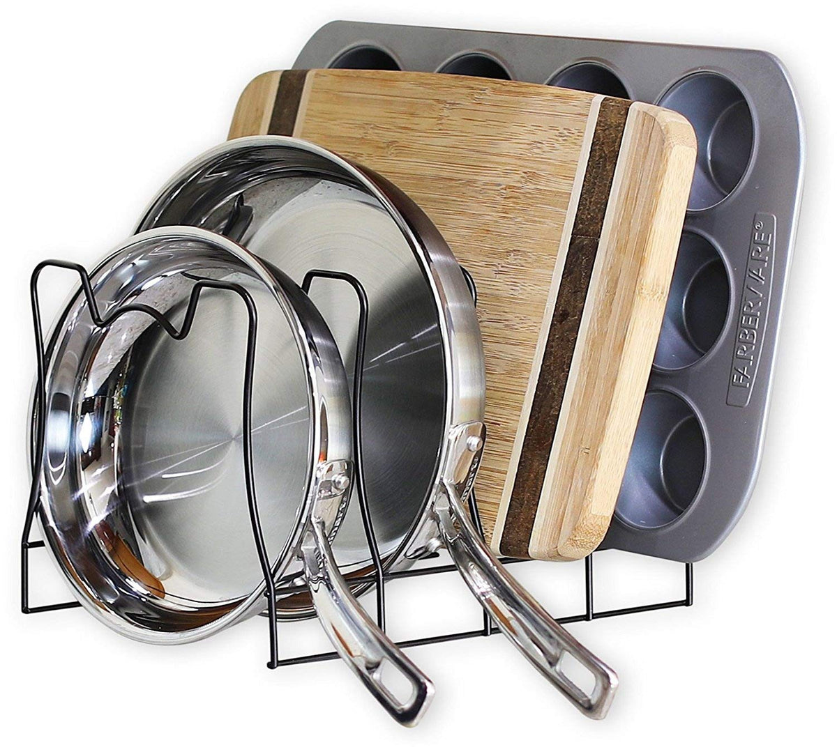 SIMPLE HOUSEWARE Kitchen Pot Lid Rack Holder Organizer, Bronze - Image 1
