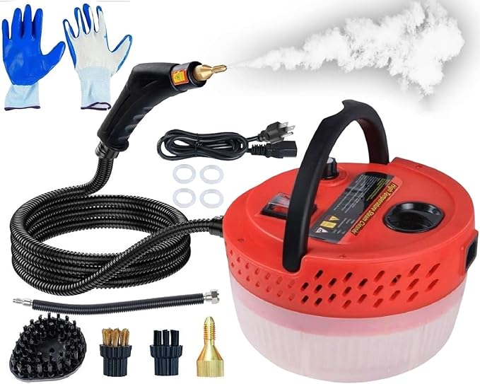 Handheld Steam Cleaner 2500W Powerful Steamer for Cleaning Home Upholstery Car and More, 15s Heat-Up, Portable Steam Cleaner for Deep & Multi-Surface Cleaning (Red)