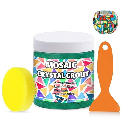 Mosaic Crystal Grout, Mosaics Tile Tools, Mosaic Tile Accessories – Essential for Handmade Grouting and Perfect for DIY Craft Projects (Green, 4.5oz)