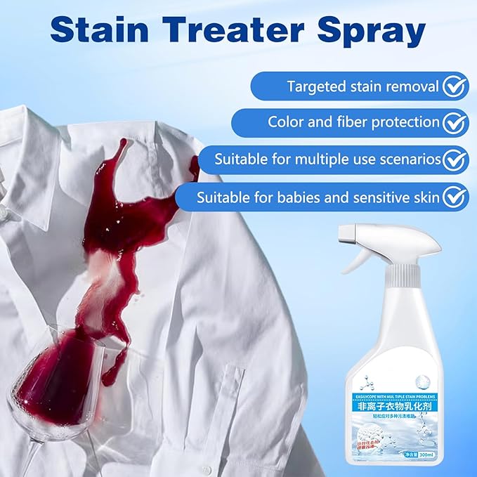 Stain Remover - Chinese Version, Dry Clean on the Go Stain Remover Spray, 300m Laundry Stain Remover Spray,Removal Grease for Clothes Shoes Laundry-Package and Manual in Chinese