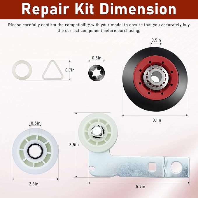[Upgraded 5-Wheel] 4392067 Dryer Repair Kit & W10837240 Dryer Idler Pulley Kit - for Whirlpool Cabrio Duet, Kenmore,May.g Bravos XL Dryers - with WPW10314173 Drum Roller,Dryer Belt,Idler Pulley