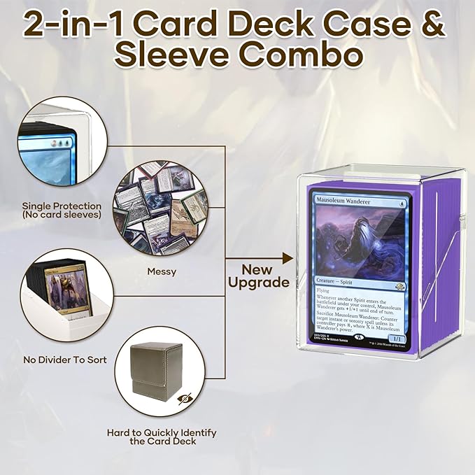 6 Pack Card Deck Boxes, Clear Commander Deck Case with 600Pcs Card Sleeves and Dividers, Standard Size Cards Storage Box Perfect Fit for MTG, Sport, Trading Cards (6 colors)