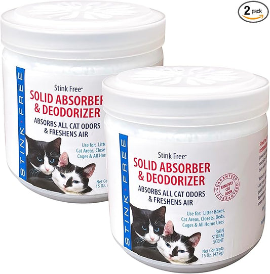 Cat Litter Solid Deodorizer, Absorber & Room Purifier - Air Freshener, Bathroom Odor Eliminator, Basement, Control Bedroom Odor, House, Office etc. 15 oz. Rainstorm Fragrance (2 pack)