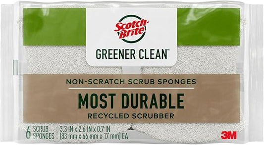 Scotch-Brite® Greener Clean™ Non-Scratch Scrub Sponge, 6 Pack, 6 Units per Case