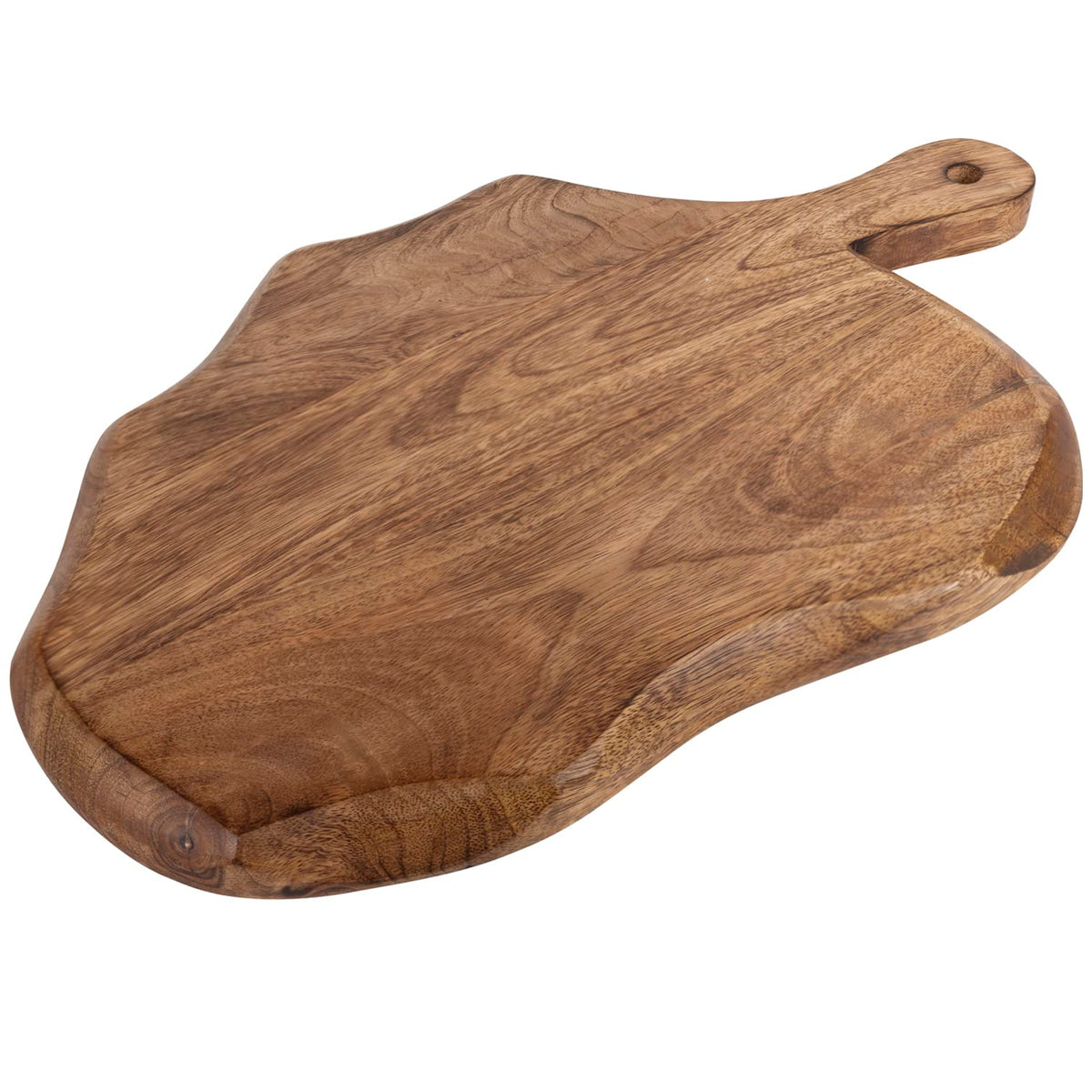 GoCraft Wooden Cutting Board with Handle | Mango Wood Leaf Shape - Image 1
