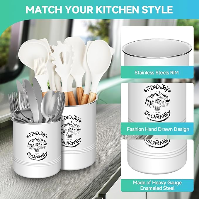 Magnetic RV Utensil Holder, Camper Essentials, RV Kitchen Accessories Must Haves Organization for Inside, RV Storage and Organization Ideas (2 Pack)