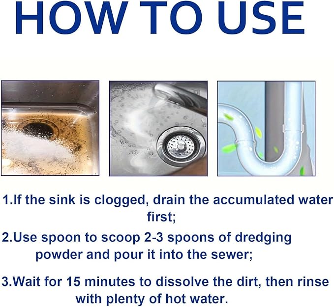 Multi-Purpose Pipeline Dredging Agent, Toilets, Bathroom Drains & Floor Pipes | Safe for All Pipe Types 1PCS