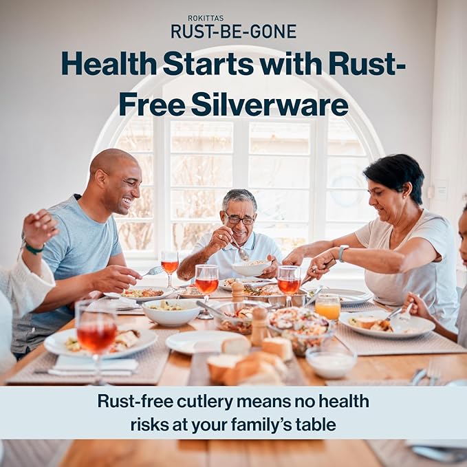 RUST-BE-GONE Rust Prevention for Silverware and Pans – Silver Polish for Silverware – German Patent – Chemical Free & Reusable – Rust Magnet Dishwasher Cleaner Tablets