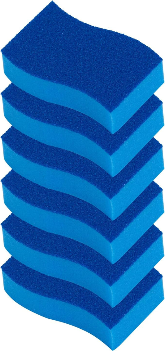 Elitra Essentials Scrubber Sponge, Non-Scratch Hydrophilic Foam Technology - Odor Resistant, Curved Grip, Dual-Sided Foam & Acrylic Grain Surface, Made in USA (Pack of 6)