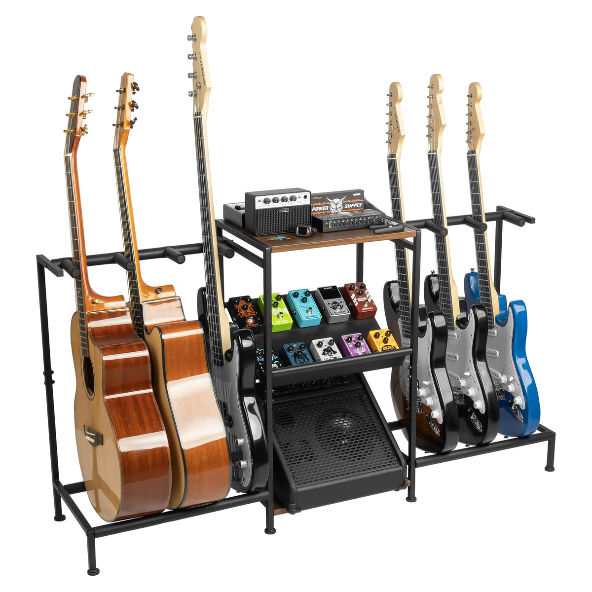 Guitar Stand - Multiple Guitar Rack with Pedals Organizer - Image 1