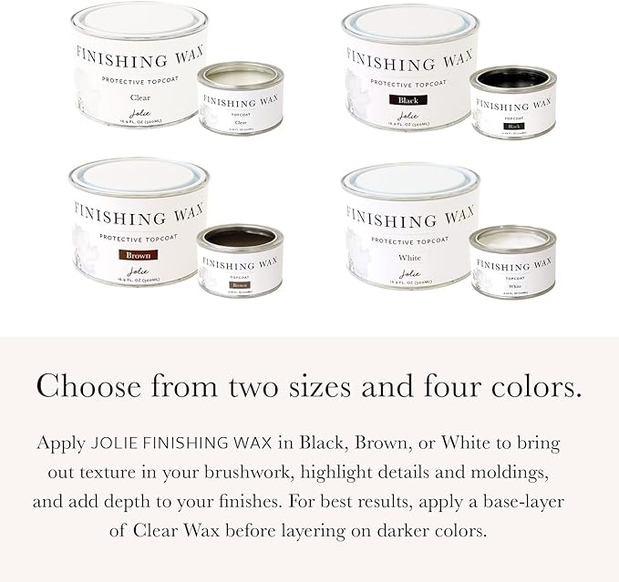 Jolie Finishing Wax - Protective topcoat Paint - Use on interior furniture, cabinets, walls, home decor and accessories - Odor-Free, Non-Hazardous - White - 120 ml