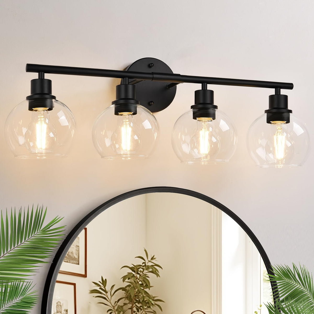 Indoi 4-Light Bathroom Light Fixtures, Black Bathroom Lights Over - Image 1