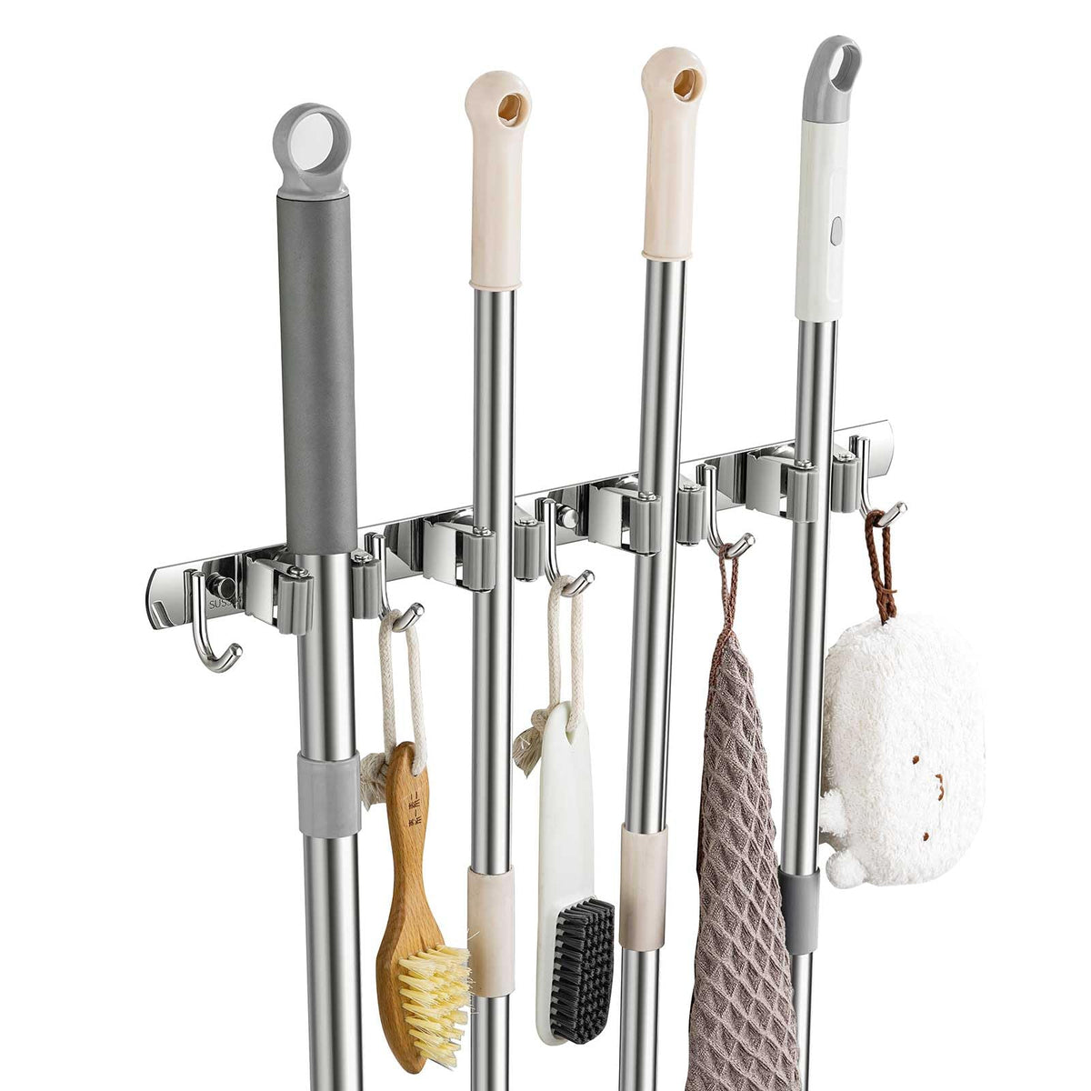 Broom Holder Wall Mount, Stainless Steel Broom Hanger Wall Mount - Image 1