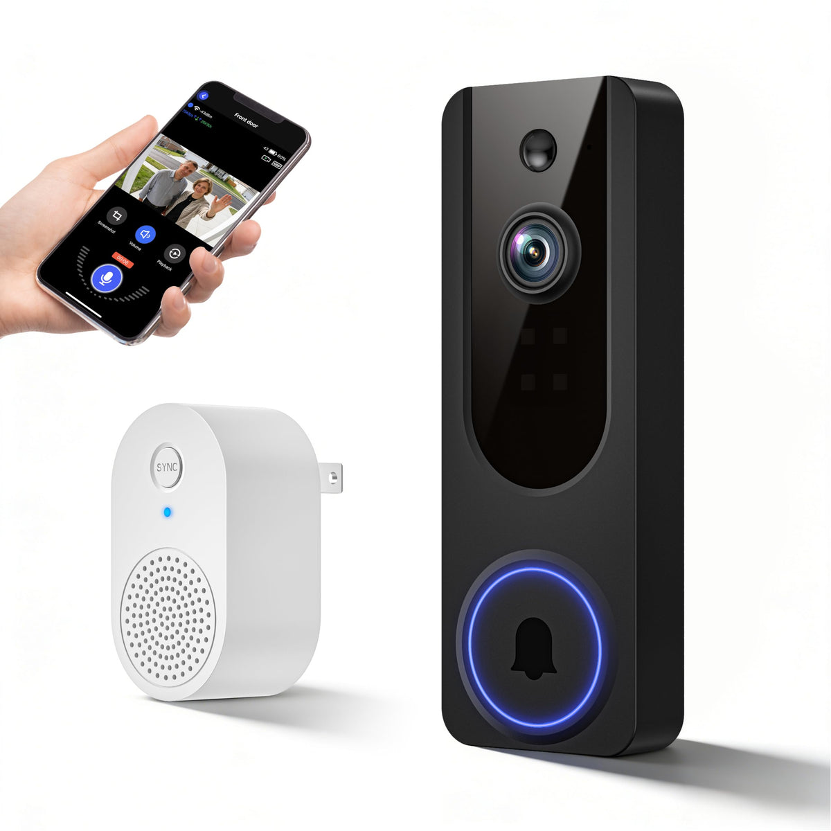 1080P Video Doorbell Camera Wireless, Battery Powered - Image 1