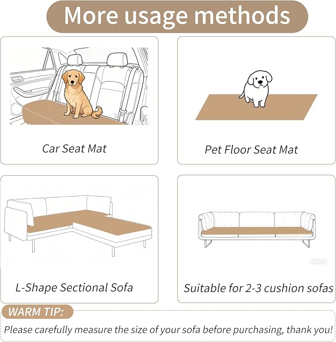 Couch Cover for Dogs Washable,Non Slip Fuzzy Durable Couch Covers for 3 Cushion Sofa Pet Friendly Sofa Cover Dog Thick Soft Slipcovers Protector Couches Mat Bed (Beige, 27.6" x 82.7"/70 x 210cm)
