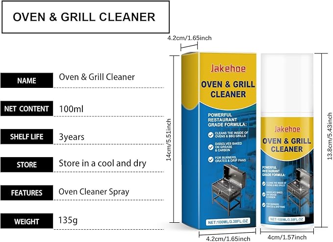 Grill & Oven Cleaner, Heavy-Duty Foam For Grease & Carbon, Multi-Surface Kitchen Degreaser(1PCS)