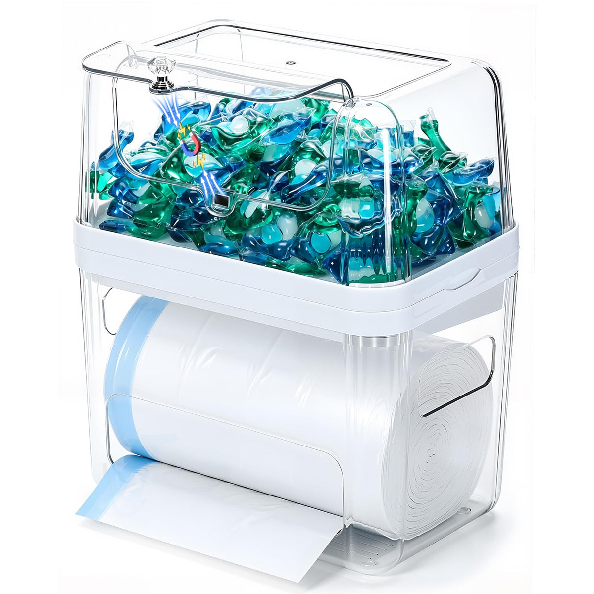 Trash Bag Dispenser & Dishwasher Pod Holder, 3-in-1 Trash - Image 1