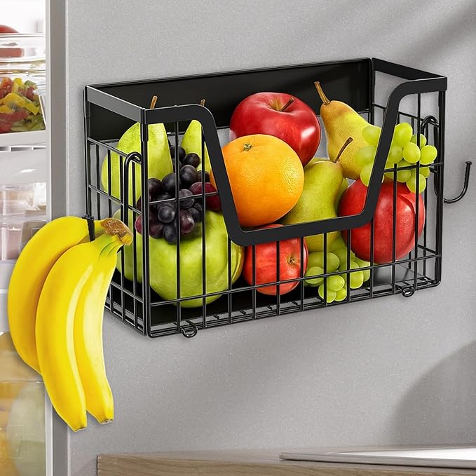 Magnetic Shelf Basket for Refrigerator,Fridge Magnet Shelf Organizer,Side of Fridge Storage Bin,No Assembly Space Saving for Fruits,Veggies,Snacks-1 Pack