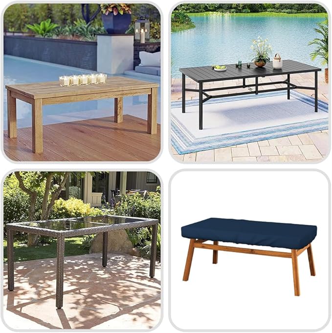 Covers & All Rectangle Table Top Cover, 12 Oz Waterproof UV & Weather Resistant Patio Table Cover, Outdoor Table Cover for Patio Furniture (100" L x 50" W x 5" H, Blue)