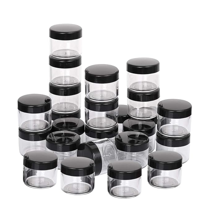 100 Count Refillable Cosmetic Containers with Lids 20 Grams Black Makeup Sample Jars for Beauty Products - Black