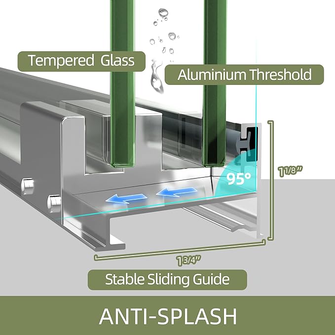 GETPRO Sliding Shower Door 50-54 in. W x 72 in. H Semi-Frameless Bypasss Double Sliding Glass Shower Enclosure,1/4 inch Clear Tempered Glass Door for Walk-in Shower Chrome