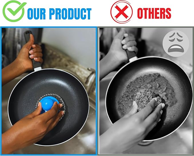 4Pcs Stainless Steel Scrubber with Handle.