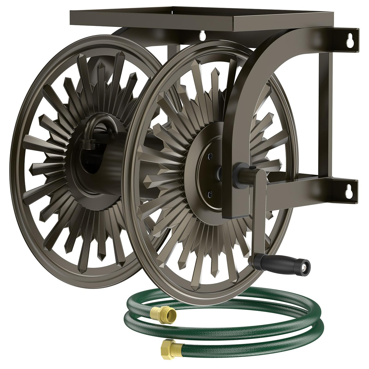 Wall Mount Garden Hose Reel, Holds 200-Feet of 5/8-Inch Hose - Image 1