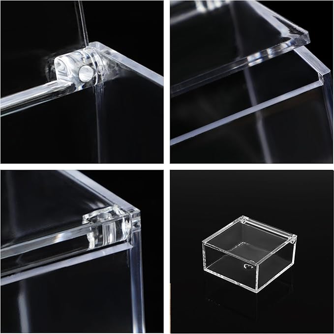 Acrylic Box with Lid Small Clear Boxes for Display Kitchen Storage Stackable Freezer and Fridge Organizer Lidded Bin Clear Display Case Gift Wrap Box with Hinge Lid