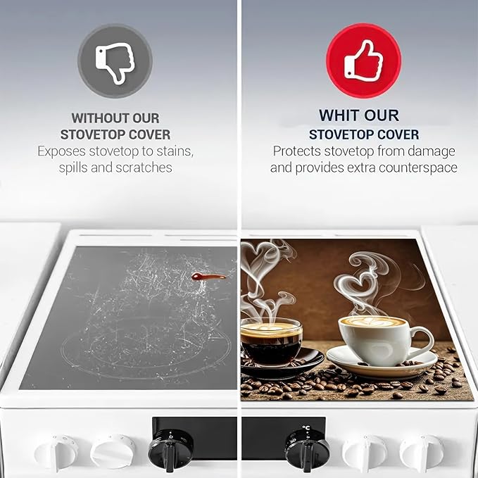 Stove Top Covers for Electric 28 x 20 inches Coffee Bar Mats Kitchen Decorations Pad for Coffee Maker Machine Stove Top Cover Utensils Countertops Sinks