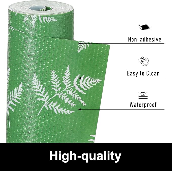 Cooyes Shelf Liners for Kitchen Cabinets, Waterproof and Oil-Proof Kitchen Cupboard Liner, Refrigerator Liners and Plastic Drawer Mats EVA Non Adhesive Shelves（17.5" W x 197" L）