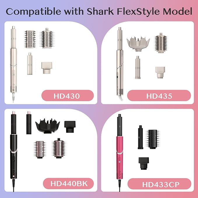 Upgraded 6-Hole Storage Holder for Shark FlexStyle - Acrylic Hairdryer Organizer with Cord Hanger, Compatible with Shark Diffuser, Curlers & Brushes Attachments for Bathroom Vanity and Hairsalon