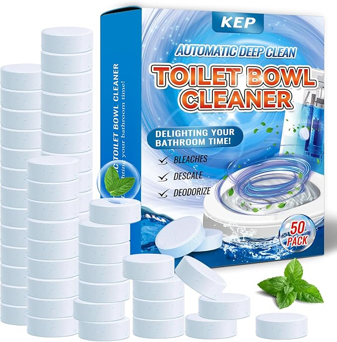 Automatic Toilet Bowl Cleaner-Deep Cleaning Bleach Tablets, Descale & Deodorize, Fresh Scent, Septic Safe–toilet tank tablets easy to use .Delight Your Bathroom Time!(50 Pack) Long-Lasting recommend