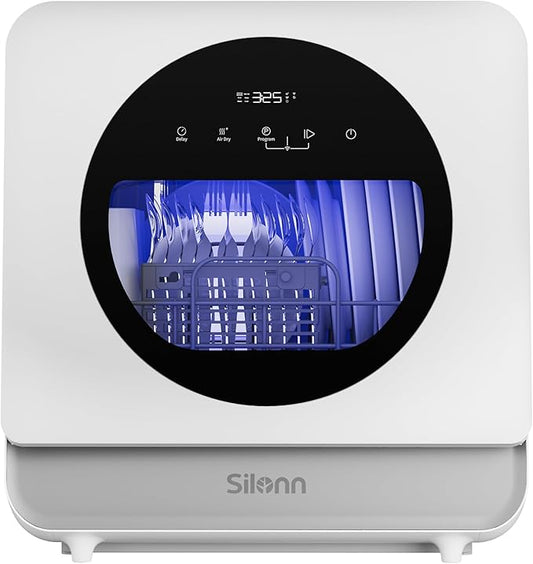 Silonn Portable Countertop Dishwasher, Smart App Control, Triple-Jet Cleaning, Built-In Dual Supply &Water Tank. Compact for Apartment, RV, Dorm