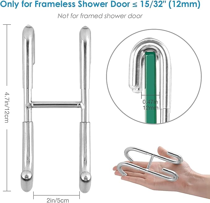Simtive 10-Inch Shower Squeegee (Includes 1 Shower Door Hook and 1 Adhesive Hook), Shower Door Hooks (2-Pack), Both Silver, 2 Item Bundle
