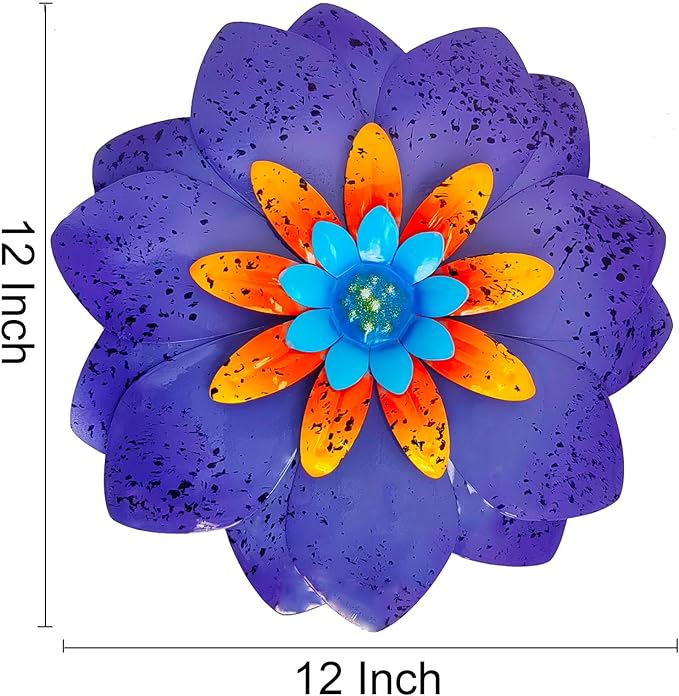LITIALLY Metal Flower Wall Art Garden Decor, New Creative Cute Flower Decorations, Art Wall Hanging Decor, Enhance Indoor Outdoor Decor Spaces
