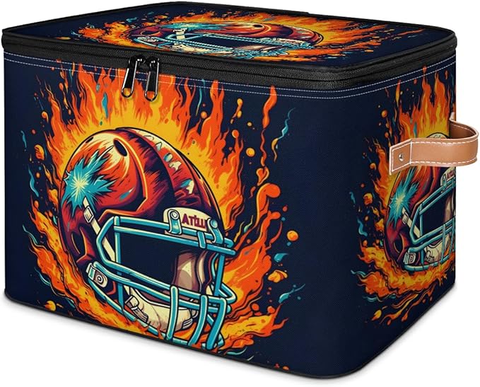 Cubes Storage Baskets, American Football Empty Gift Basket Foldable Storage Box Bin,Waterproof Open Shelf Basket Organizer for Clothes Toy Bedroom Nursery Home Decorative