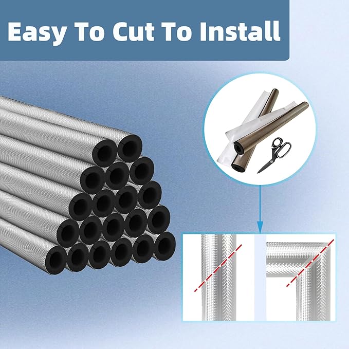 20 Pack 3/4 Inch Pipe Insulation Foam Tube Self Adhesive Foam Pipe Covers Insulation Wrap for Spigot Winter Outside Pipes Sprinkler Water Heater Pipes Freeze Protection