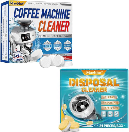 Coffee Maker Cleaner Garbage Disposal Cleaner - Includes 24PCS Coffee Maker Tablets and 24-Pack Garbage Disposal Tablets