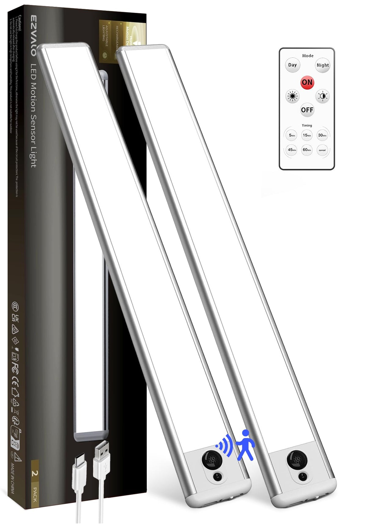 EZVALO 2 Pack Under Cabinet Lights, 14.5'' Magnetic | All Products - Image 1