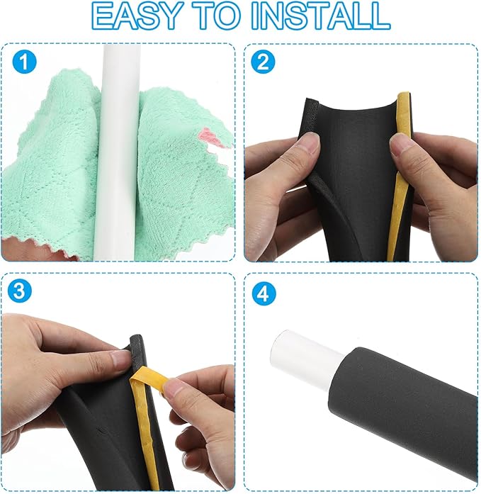PATIKIL 1-1/2"(38mm) ID 2-1/4"(58mm) OD Pipe Insulation Foam Tube, 12Pcs 1.3Ft Self Adhesive Pre Slit Pipe Insulation Tube Cover Wrapping for Outdoor Winter Irrigation